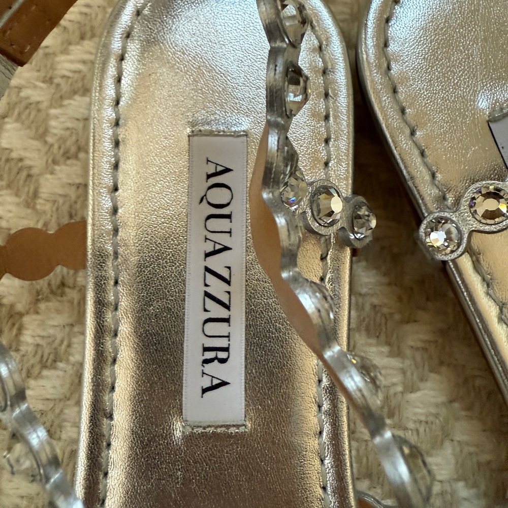 Aquazzura Tequila Silver Embellished Sandals - Picture 3 of 7